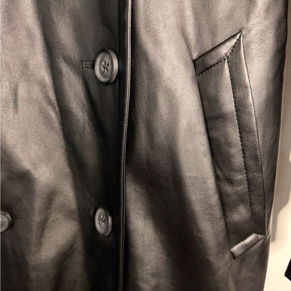 Dynamite Black Faux Leather Trench Coat - Picture 5 of 6
